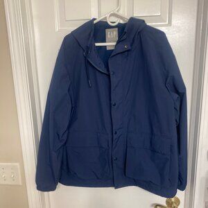 GAP - Size M - Women's Blue Hooded Raincoat Jacket - use anytime rain or shine